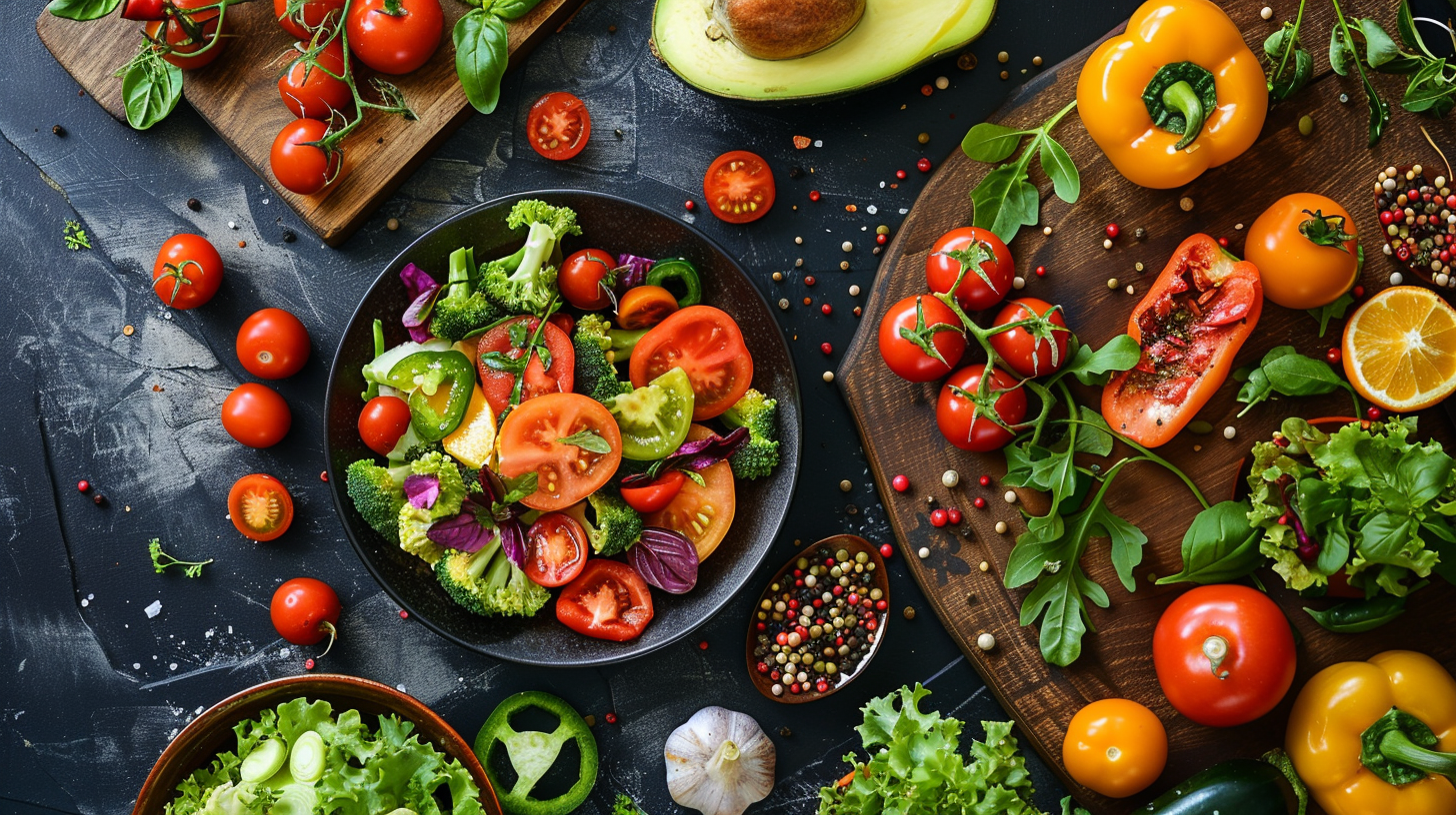 Farebná zdravá strava s čerstvými ingredienciami